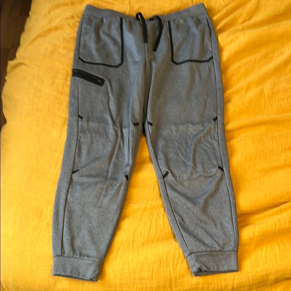 Tek Gear Gray Joggers with Tapered Legs and Cuffed Ankles